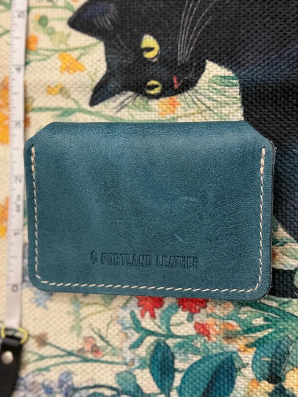 Portland Leather Teal Card Holder with Snap Closure